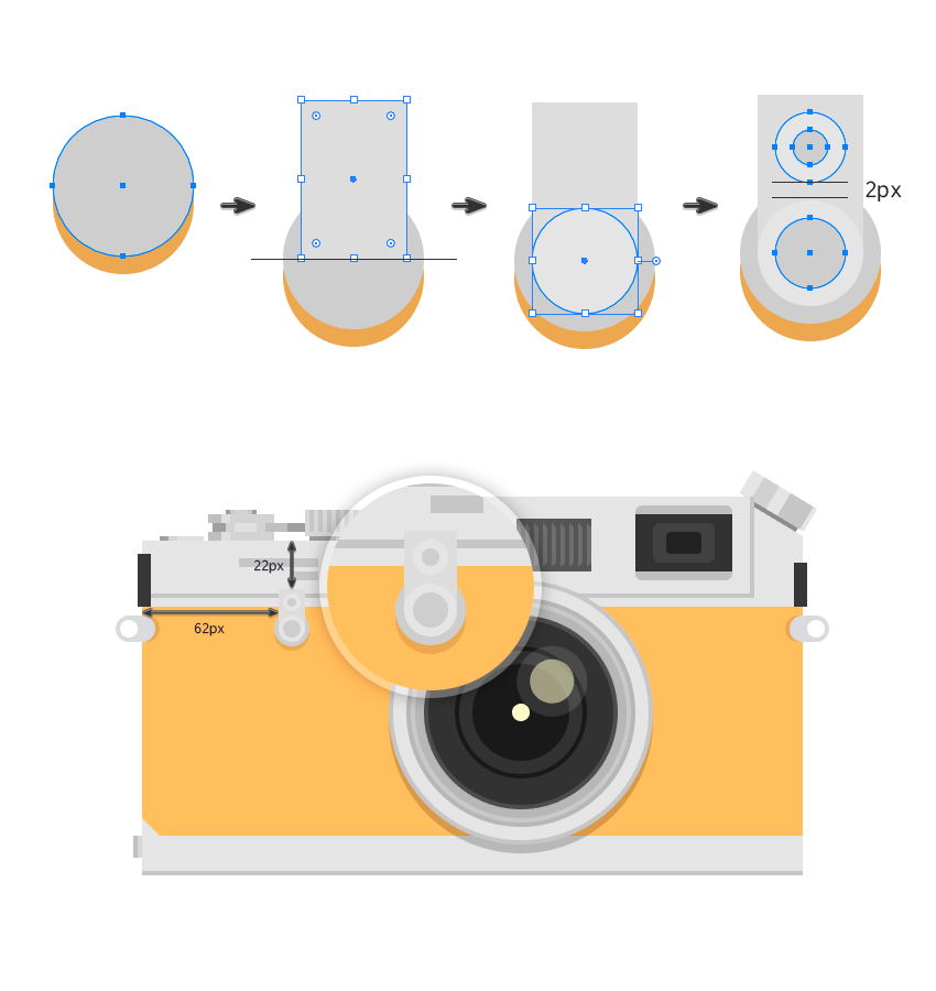 Illustrator绘制复古风格的相机图标教程,PS教程,素材中国网