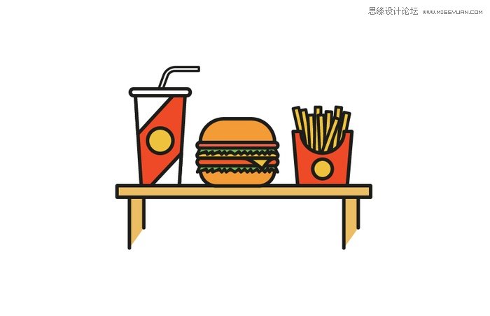 Illustrator绘制简约风格的汉堡插画教程,PS教程,素材中国网