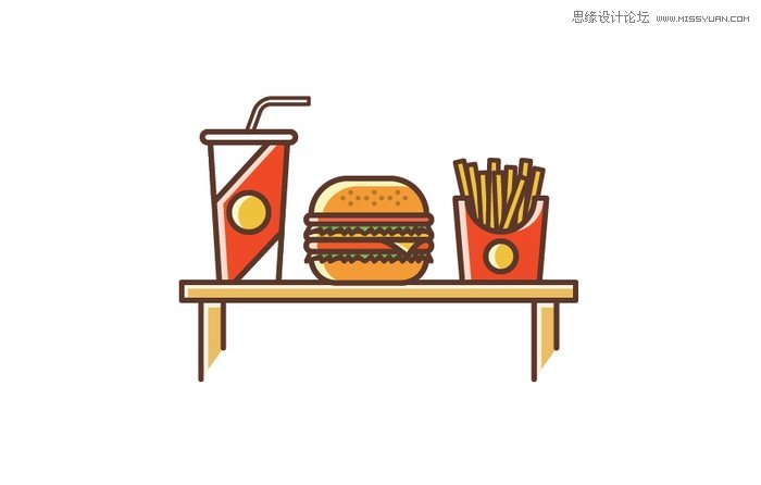 Illustrator绘制简约风格的汉堡插画教程,PS教程,素材中国网