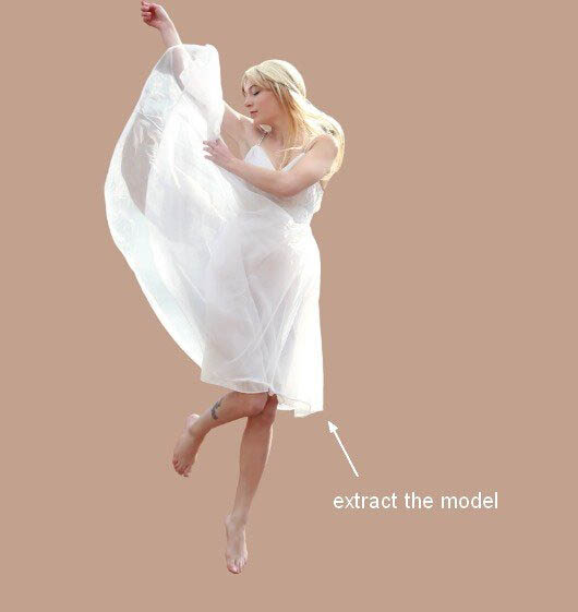 Photoshop合成在唯美树林里跳舞的白衣美女