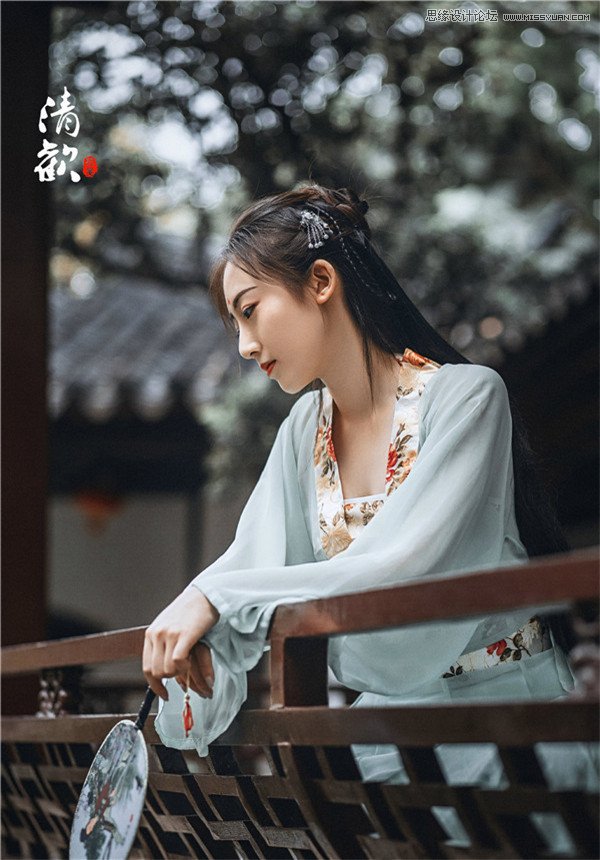 Photoshop调出古装美女人像冷色艺术效果,PS教程,素材中国网