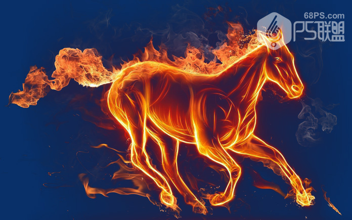Photoshop巧用通道抠出燃烧的火焰马,PS教程,素材中国网