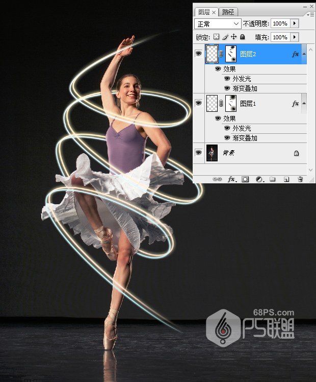 Photoshop给舞蹈人像照片添加缠绕光线效果,PS教程,素材中国网