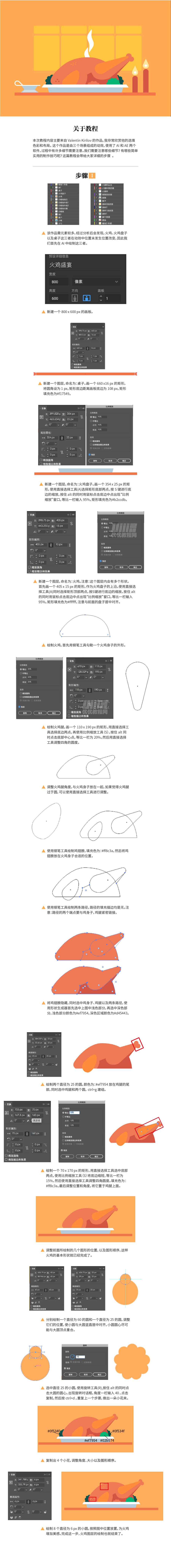 Illustrator结合AE制作感恩节火鸡动画效果,PS教程,素材中国网