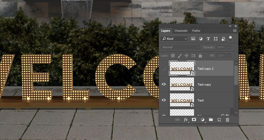 Photoshop制作3D立体风格的矩阵LED字体,PS教程,素材中国网