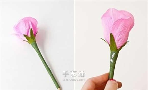 皱纹纸月季花手工制作 月季用皱纹纸做的教程 -  