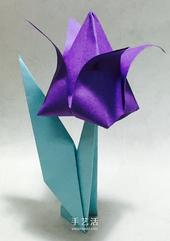 郁金香花和叶子的折法 简易郁金香折纸教程 -  
