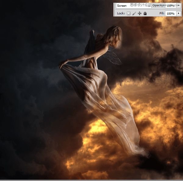 Photoshop合成在天空中飞行的天使【英】,PS教程,素材中国网