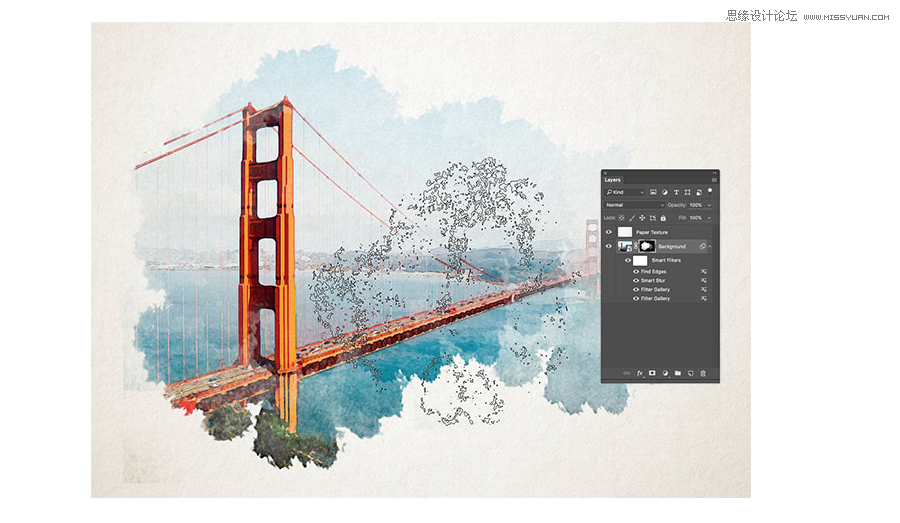 Photoshop制作创意的水彩画艺术效果,PS教程,素材中国网