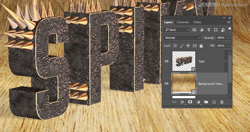 Photoshop制作金属质感的3D立体字【英】,PS教程,素材中国网