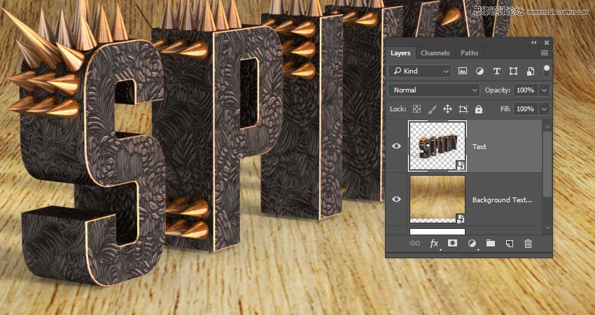 Photoshop制作金属质感的3D立体字【英】,PS教程,素材中国网