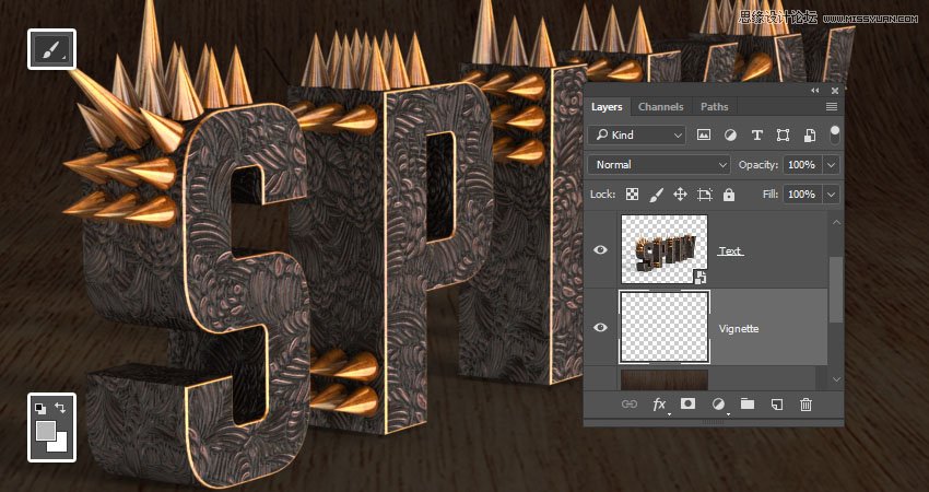 Photoshop制作金属质感的3D立体字【英】,PS教程,素材中国网