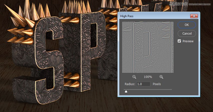 Photoshop制作金属质感的3D立体字【英】,PS教程,素材中国网