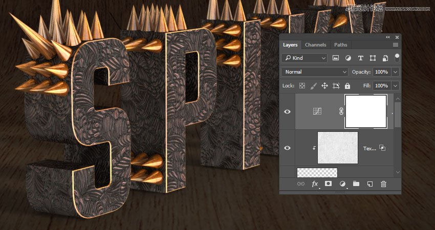 Photoshop制作金属质感的3D立体字【英】,PS教程,素材中国网