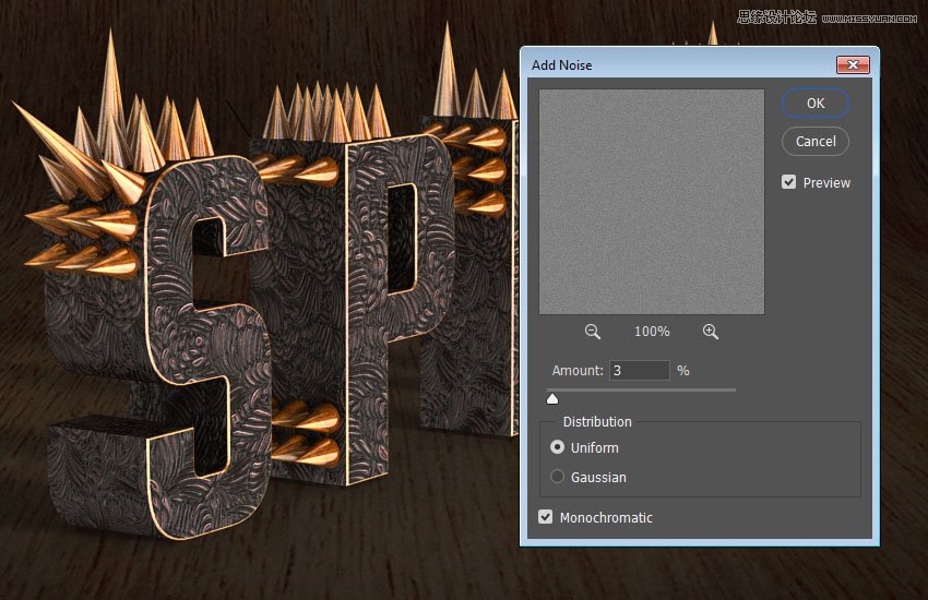 Photoshop制作金属质感的3D立体字【英】,PS教程,素材中国网