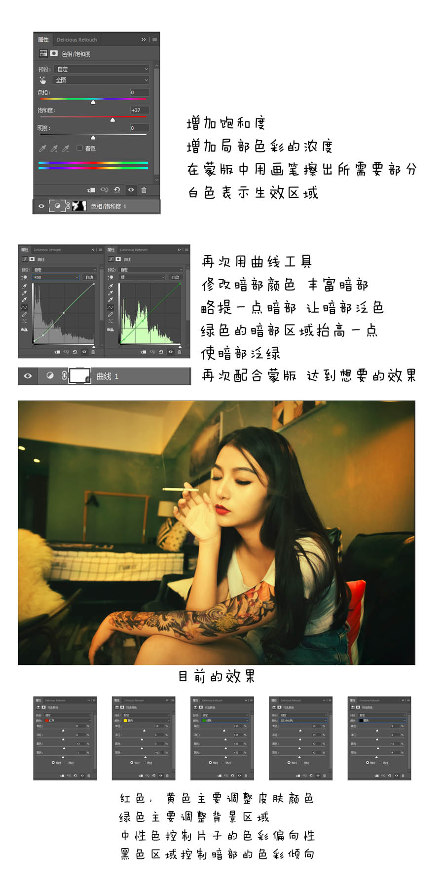 Photoshop结合LR调出室内人像复古黄色调,PS教程,素材中国网