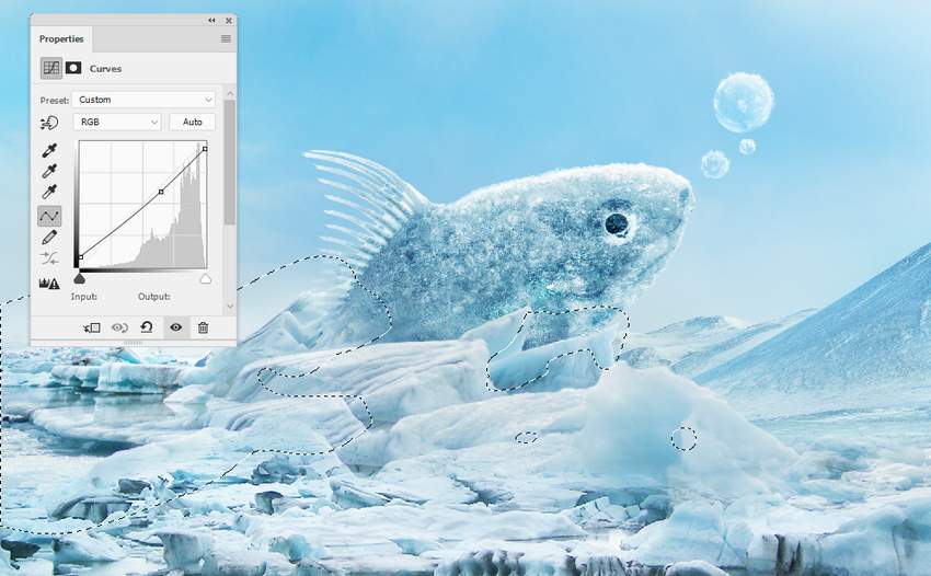 Photoshop合成冰冻特效的金鱼场景【英】,PS教程,素材中国网