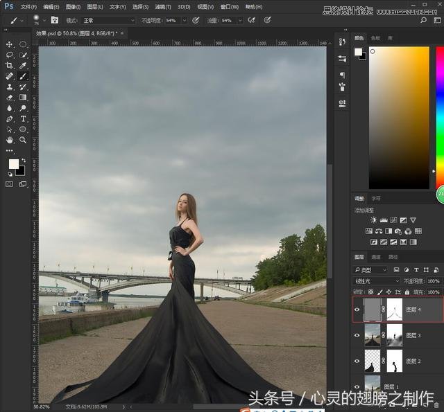 Photoshop给外景人像添加金色黄昏美景效果,PS教程,素材中国网