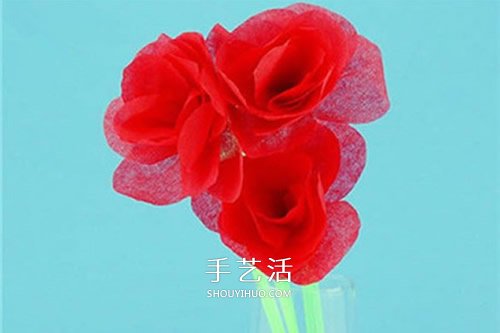 幼儿园母亲节纸花制作 简易餐巾纸花的做法 -  