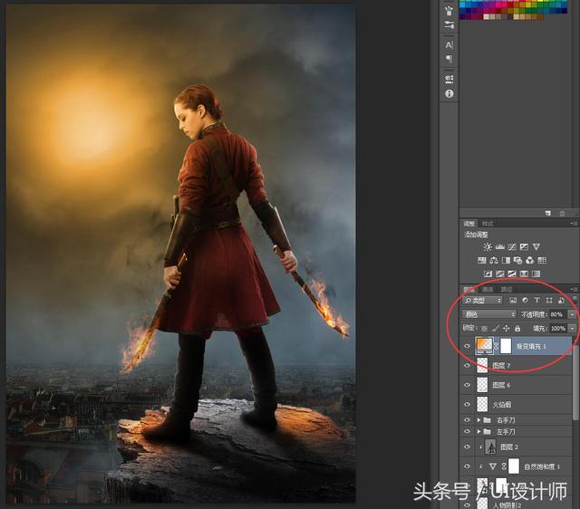 Photoshop设计女战士为主题的电影海报,PS教程,素材中国网
