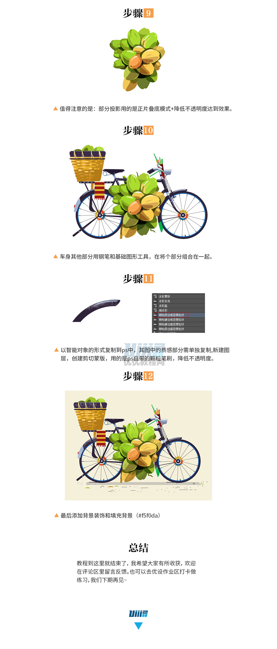 Photoshop结合AI绘制质感自行车插画,PS教程,素材中国网
