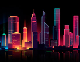 Photoshop结合AI制作绚丽的城市夜景插画