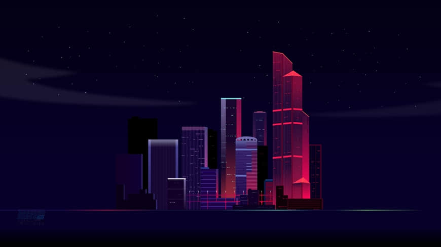 Illustrator绘制时尚绚丽的城市夜景插画,PS教程,素材中国网