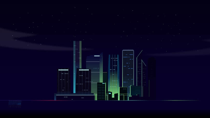 illustrator绘制时尚绚丽的城市夜景插画