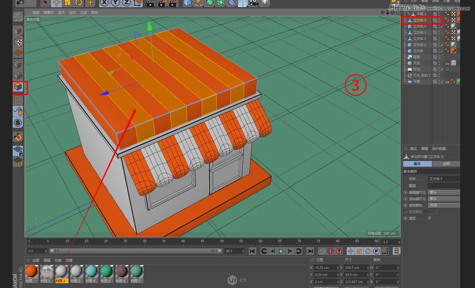 C4D制作卡通风格的便利店建模教程,PS教程,素材中国网