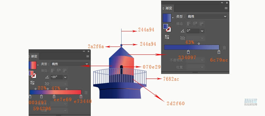 Illustrator绘制磨砂噪点风格的海边插画,PS教程,素材中国网