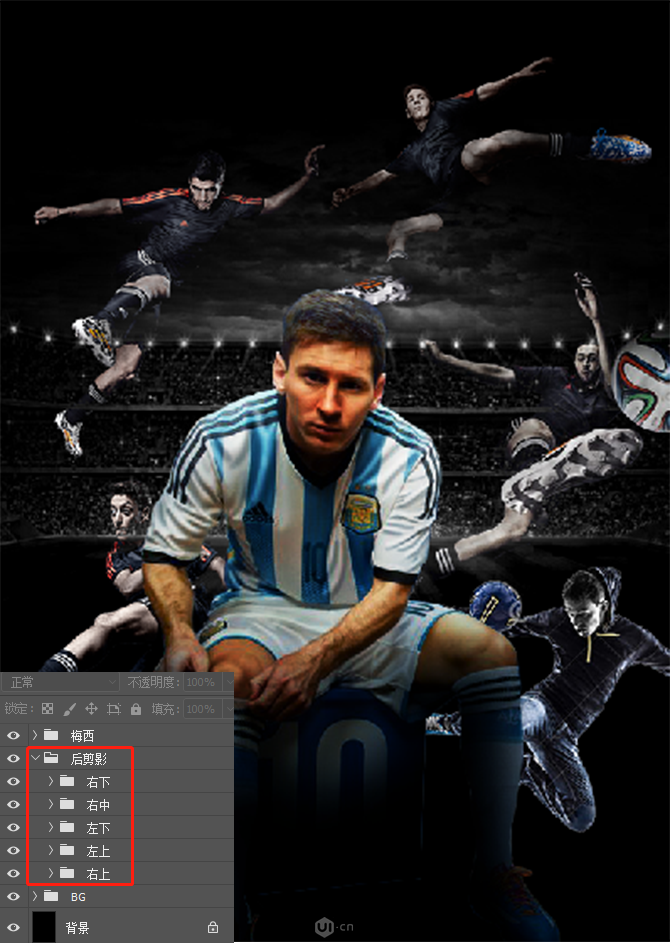 Photoshop合成以梅西为主题的足球海报,PS教程,素材中国网