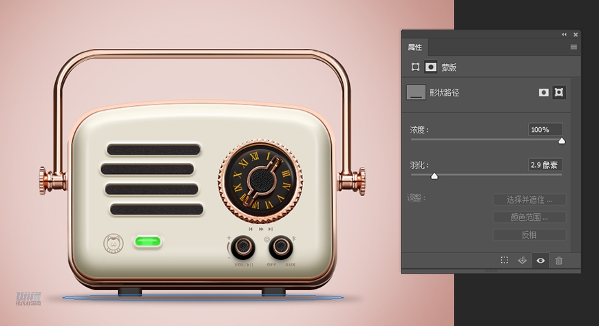 复古收音机：PS绘制立体风格的收音机,PS教程,素材中国网