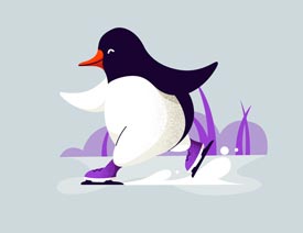 企鹅插画：PS绘制噪点风格的可爱企鹅