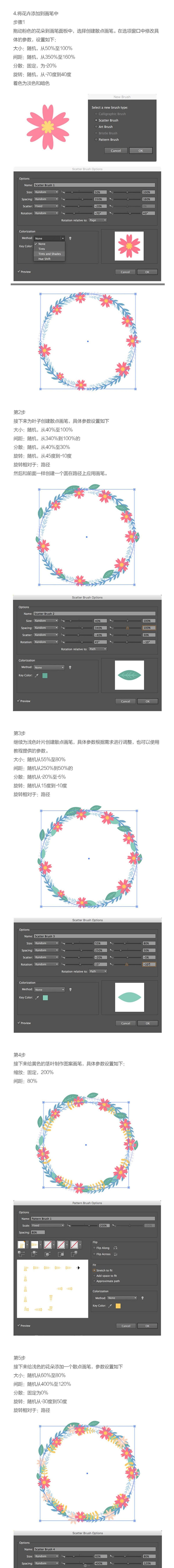 花朵插画：AI绘制时尚的花环插画作品,PS教程,素材中国网