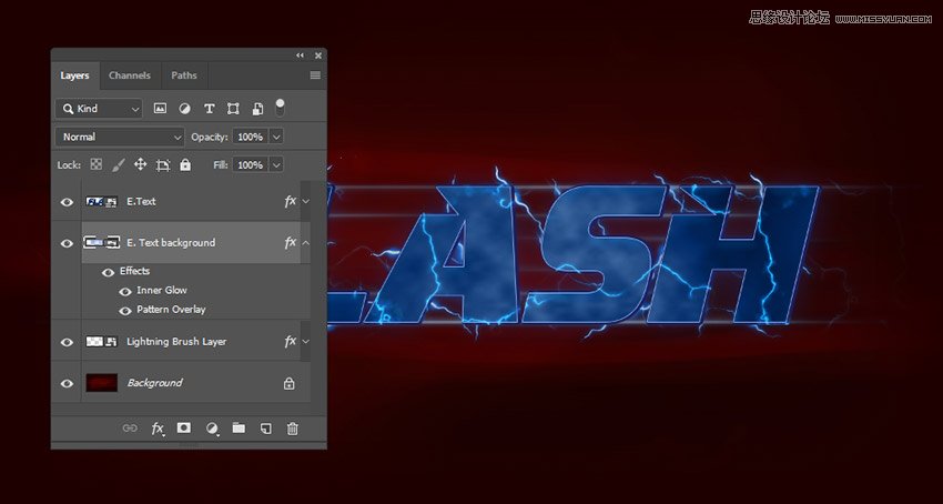 闪电文字：用PS制作闪电特效艺术字,PS教程,素材中国网