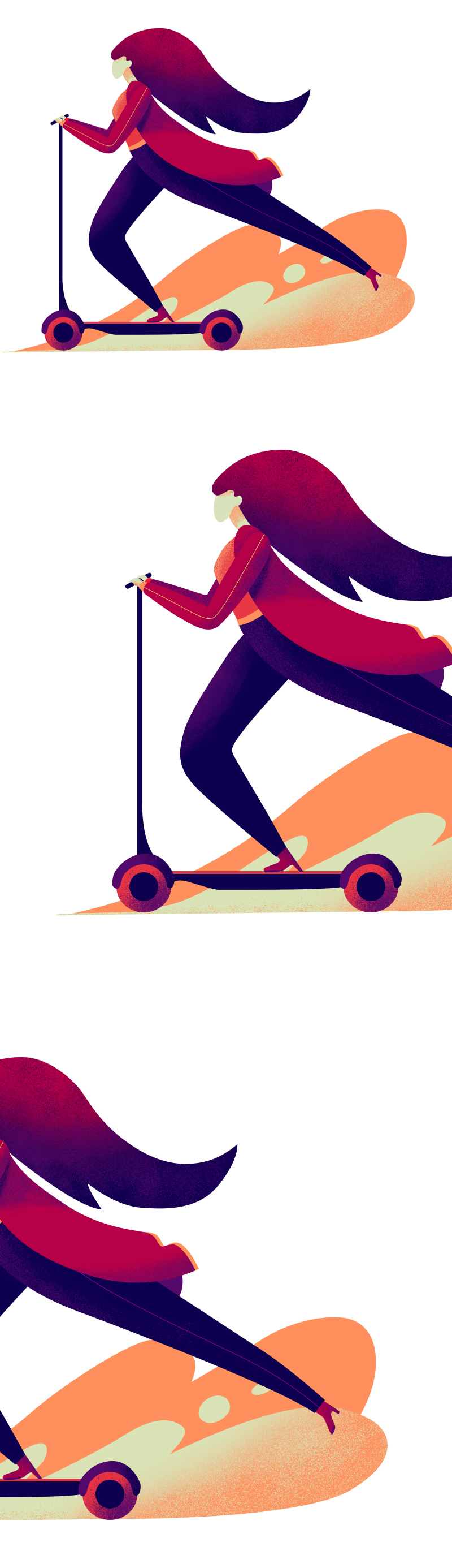 噪点插画：用PS给滑板车人像添加噪点,PS教程,素材中国网