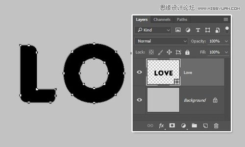 Photoshop制作银色纹理的LOVE艺术字,PS教程,素材中国网
