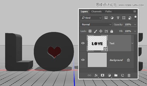 Photoshop制作银色纹理的LOVE艺术字,PS教程,素材中国网