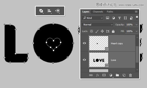 Photoshop制作银色纹理的LOVE艺术字,PS教程,素材中国网