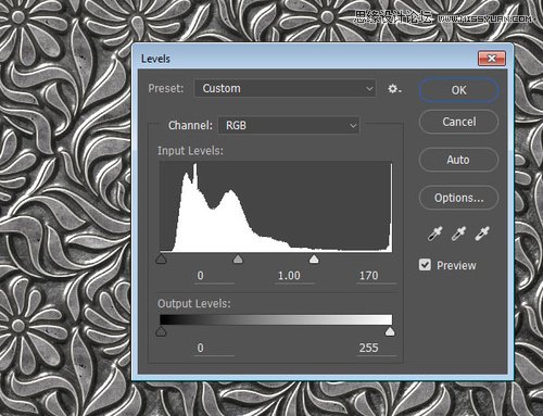 Photoshop制作银色纹理的LOVE艺术字,PS教程,素材中国网