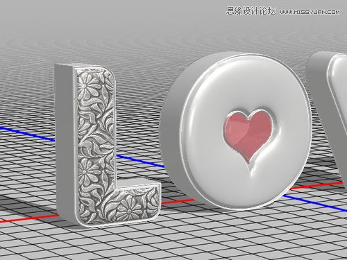 Photoshop制作银色纹理的LOVE艺术字,PS教程,素材中国网