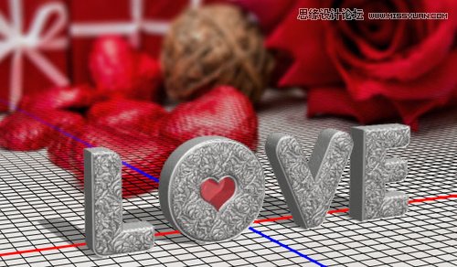 Photoshop制作银色纹理的LOVE艺术字,PS教程,素材中国网