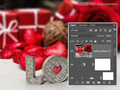 Photoshop制作银色纹理的LOVE艺术字,PS教程,素材中国网