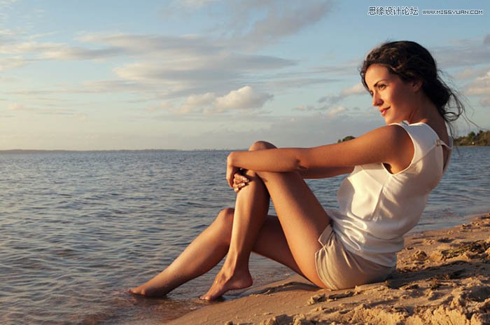 Photoshop给海边美女添加暖色逆光效果,PS教程,素材中国网